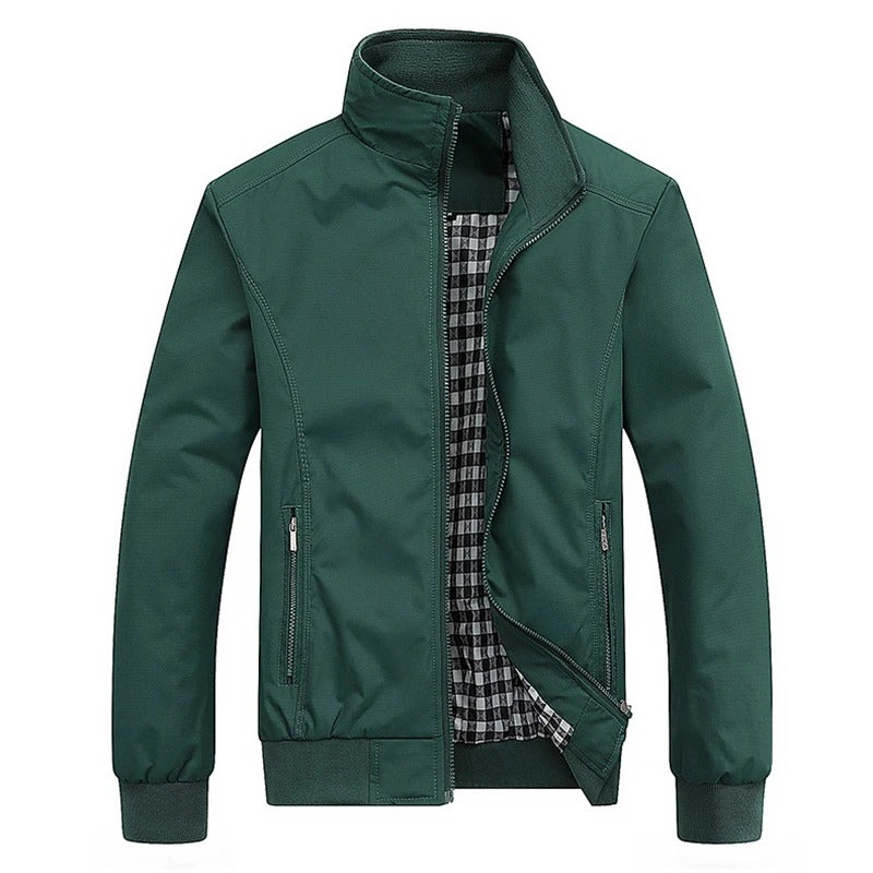 Men's Slim Solid Color Baseball Jersey Jacket