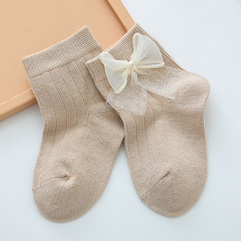 Lace Bow Baby Socks for Girls (0-2 Years Old)