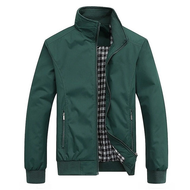 Men's Slim Solid Color Baseball Jersey Jacket