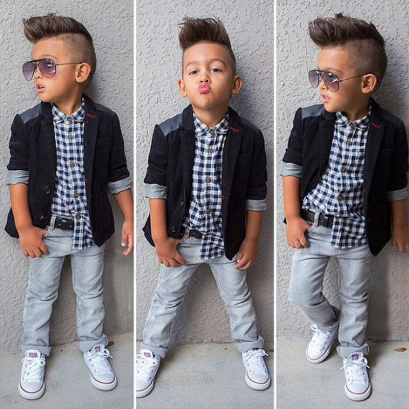 Boys' Suit Jacket with Jeans and Belt Set