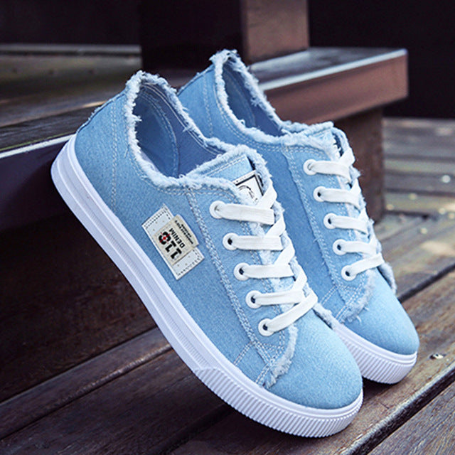 Women's Lace-Up Denim Canvas Sports Shoes