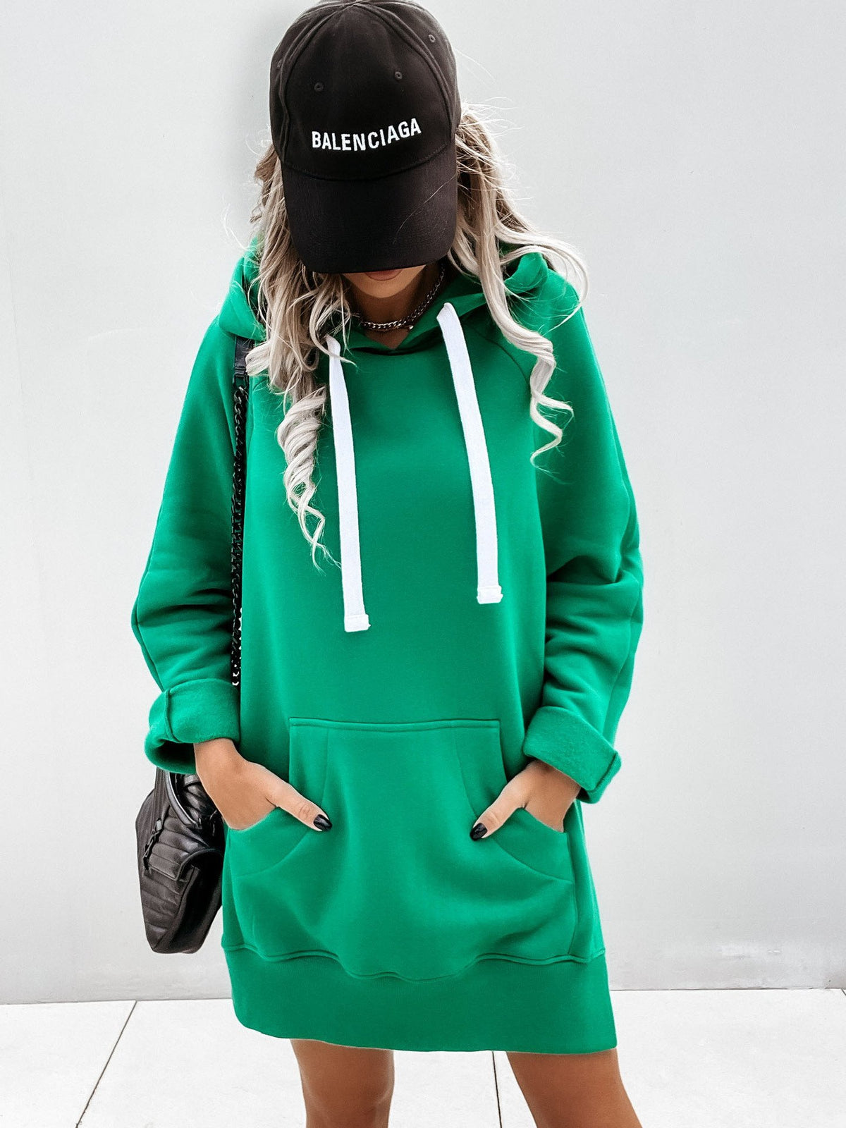 Women's Fleece Hooded Long-Sleeve Sweater with Slits
