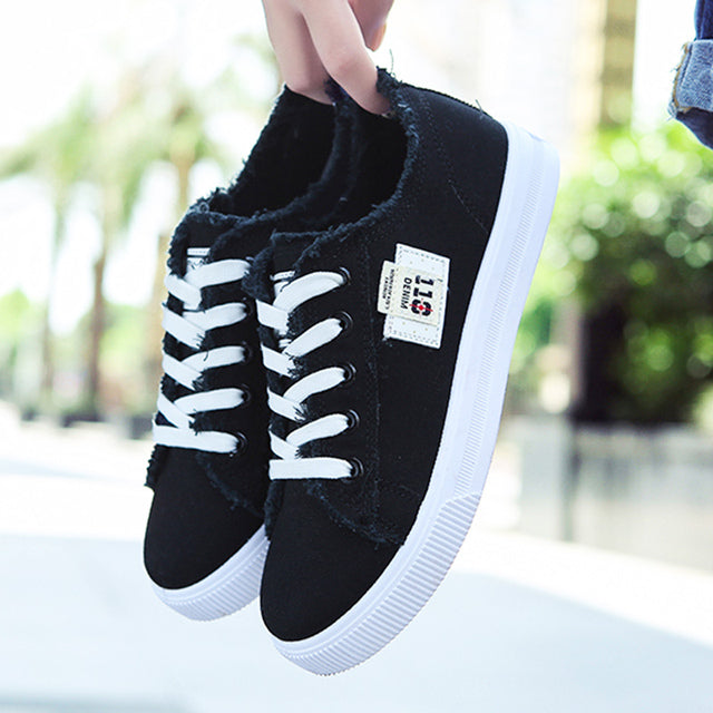 Women's Lace-Up Denim Canvas Sports Shoes