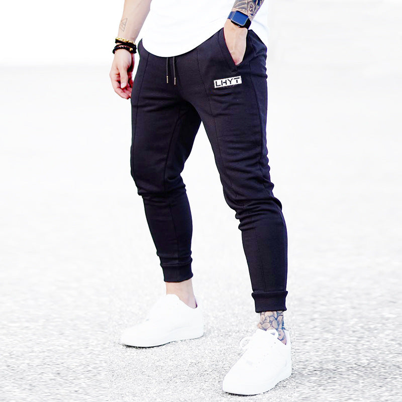 Men's Solid Color Gym Pants for Training and Running