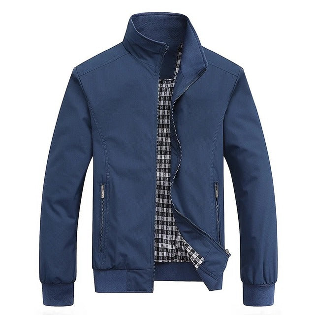 Men's Slim Solid Color Baseball Jersey Jacket