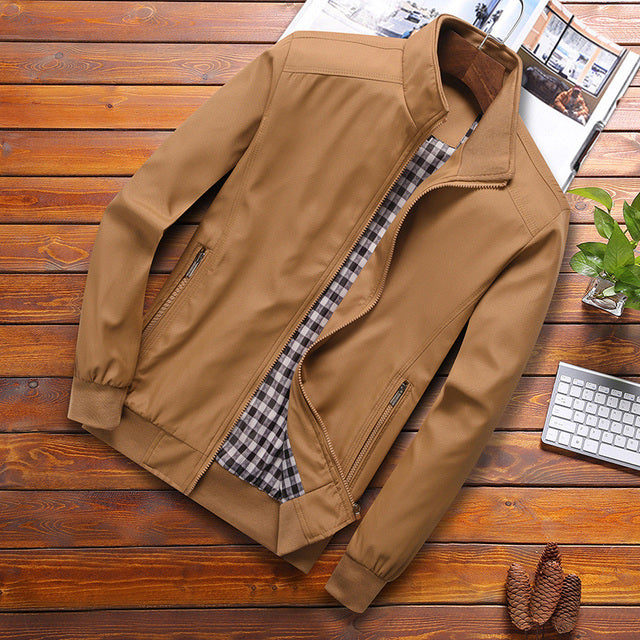 Men's Slim Solid Color Baseball Jersey Jacket