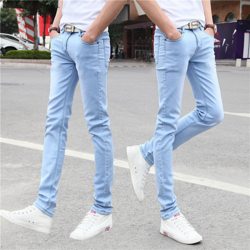 Slim-Fit Light Blue Casual Stretch Jeans for Men